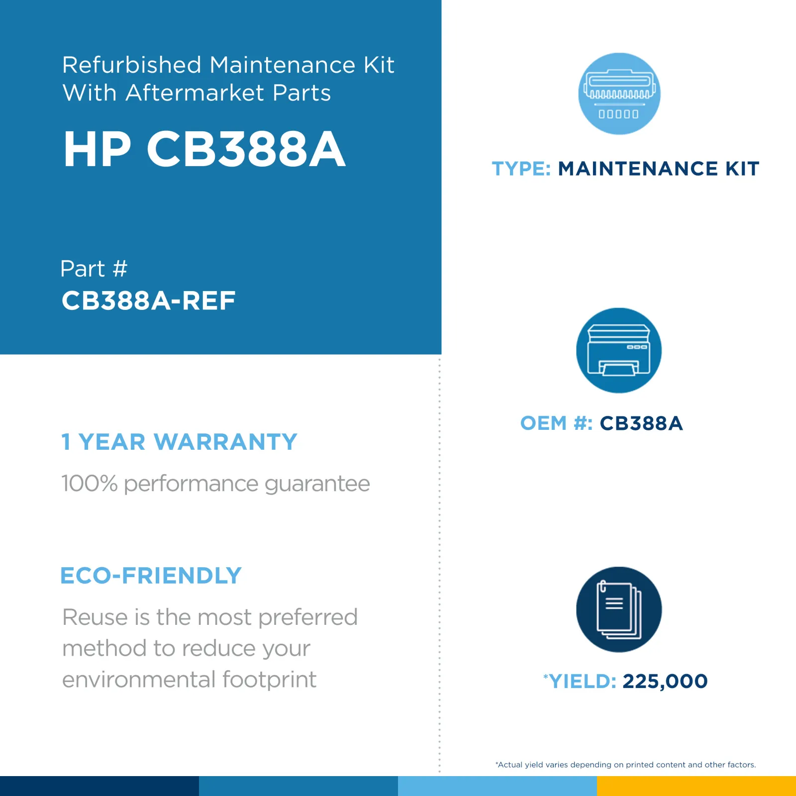 Remanufactured HP CB388A Maintenance Kit with Aftermarket Kit Parts